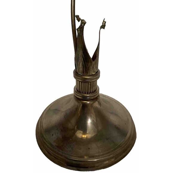 VTG Amaryllis Flower Vase In Silver Plated Ornate Metal Stand Art Glass 15.5 IN - Picture 13 of 16